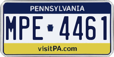 PA license plate MPE4461