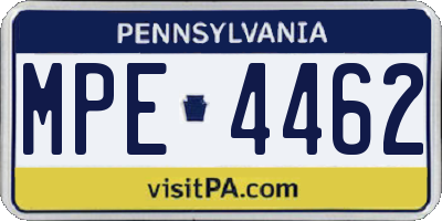 PA license plate MPE4462