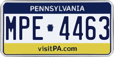 PA license plate MPE4463