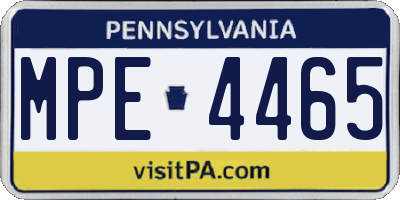 PA license plate MPE4465