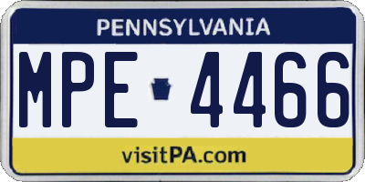 PA license plate MPE4466