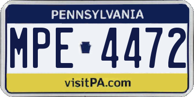 PA license plate MPE4472