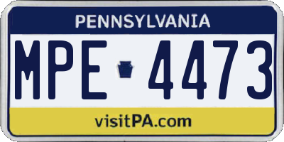 PA license plate MPE4473