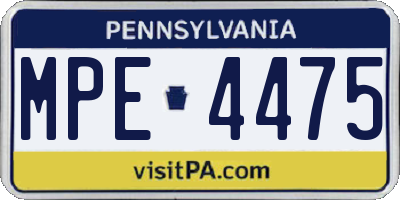 PA license plate MPE4475