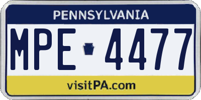 PA license plate MPE4477