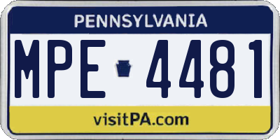 PA license plate MPE4481