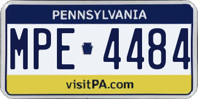 PA license plate MPE4484