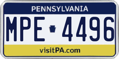 PA license plate MPE4496