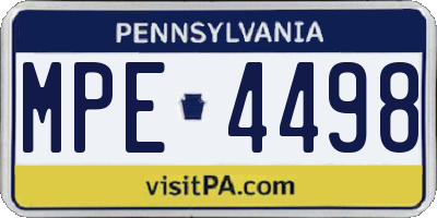 PA license plate MPE4498