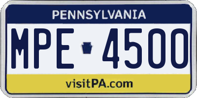 PA license plate MPE4500