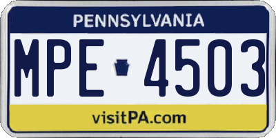 PA license plate MPE4503