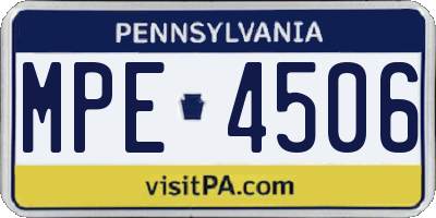 PA license plate MPE4506