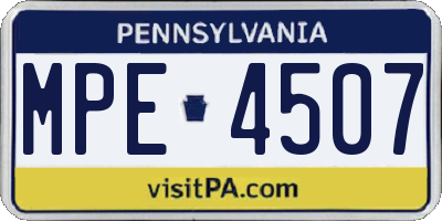 PA license plate MPE4507