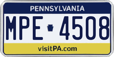 PA license plate MPE4508