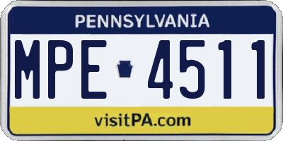 PA license plate MPE4511