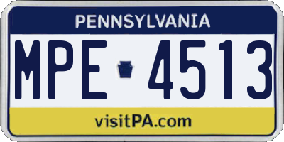 PA license plate MPE4513