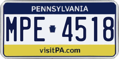 PA license plate MPE4518
