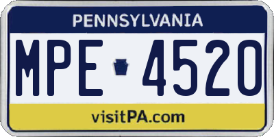 PA license plate MPE4520