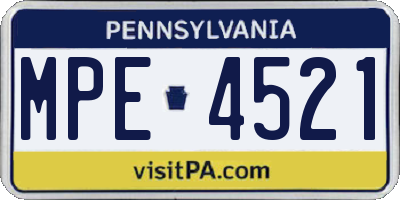 PA license plate MPE4521