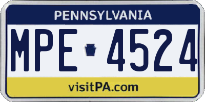 PA license plate MPE4524