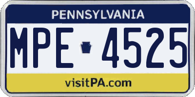 PA license plate MPE4525