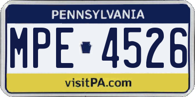 PA license plate MPE4526