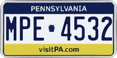 PA license plate MPE4532
