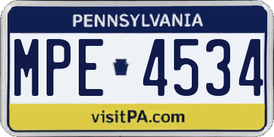 PA license plate MPE4534