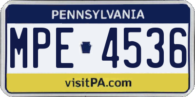 PA license plate MPE4536