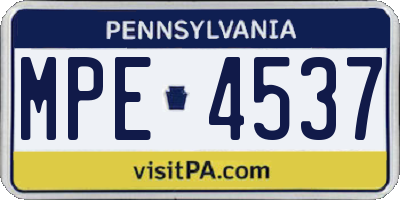PA license plate MPE4537