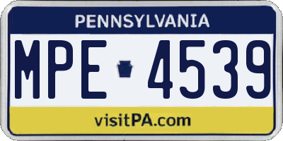 PA license plate MPE4539