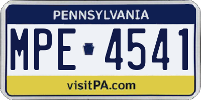 PA license plate MPE4541