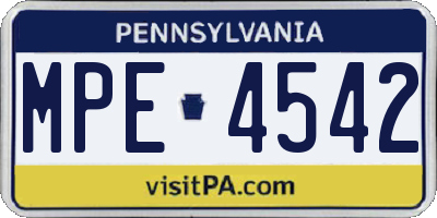PA license plate MPE4542
