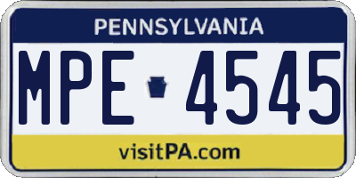 PA license plate MPE4545