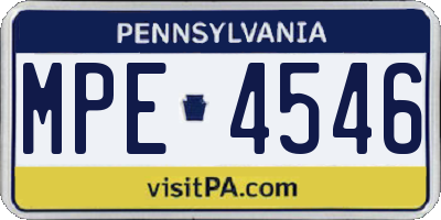 PA license plate MPE4546