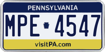 PA license plate MPE4547