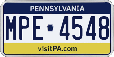 PA license plate MPE4548