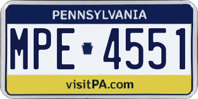 PA license plate MPE4551