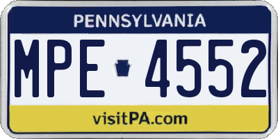 PA license plate MPE4552