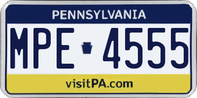 PA license plate MPE4555
