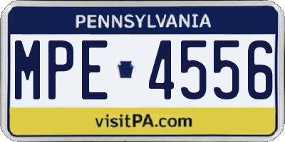 PA license plate MPE4556