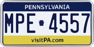 PA license plate MPE4557