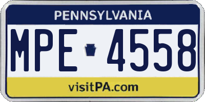 PA license plate MPE4558