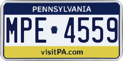 PA license plate MPE4559