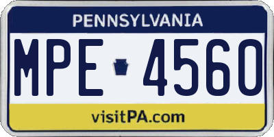 PA license plate MPE4560
