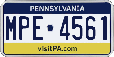 PA license plate MPE4561