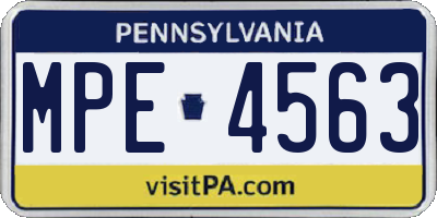 PA license plate MPE4563