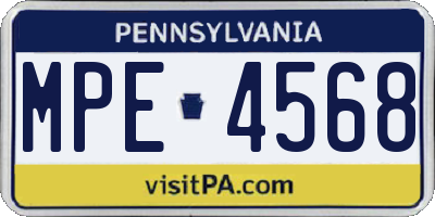 PA license plate MPE4568