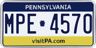 PA license plate MPE4570