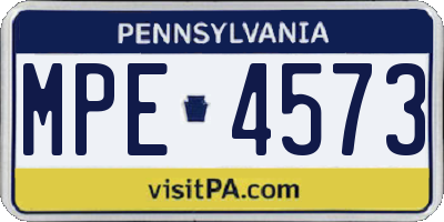 PA license plate MPE4573